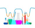 Vector illustration. Laboratory. Chemical research. Flat study background. Creative process.