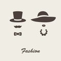 Vector illustration of lady and gentleman flat icons Royalty Free Stock Photo