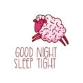 Vector illustration Lambs. Insomnia design concept.