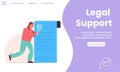 Vector illustration, landing page of Legal support concept Royalty Free Stock Photo