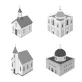 Vector design of landmark and clergy icon. Set of landmark and religion stock symbol for web. Royalty Free Stock Photo