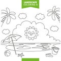 Vector Illustration Of Landscape Coloring Page