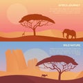 Vector illustration of landscape in savanna