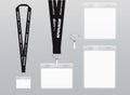 Lanyard design. Identification card with ribbon. Metal closure and card with plastic. Accreditation for events, meetings, fairs,