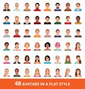 Large vector set of avatars of men and women in a flat style