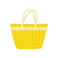 Vector illustration. Large yellow beach bag. Isolated object on a white background. Summer icon.