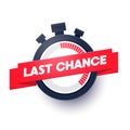 Vector Illustration Last Chance Web Banner With Modern Stop Watch Icon Royalty Free Stock Photo