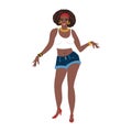 Latin, carribean. african woman dancing, moving having fun.