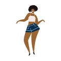 Latin, carribean. african woman dancing, moving having fun.