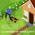 Vector Illustration Launcher of Your Lawn, Cartoon Royalty Free Stock Photo