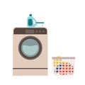 Vector illustration of a laundry machine. Concept for laundry, housework. Isolated graphic