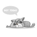 Vector illustration. Lazy cat laying on the floor and says not today - Tired cat