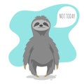 Vector illustration of lazy sloth with the speech bubble