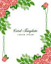 Vector illustration leafy rose flower frame with decor of card templates