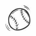 Vector illustration. Leather baseball ball. Cartoon sticker in comics style with contour. Decoration for greeting cards, posters,