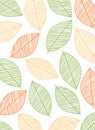 Vector illustration of leaves pattern. Floral organic background. Orange, green, yellow