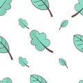 Vector illustration of leaves seamless pattern. Floral organic background. Hand drawn leaf texture. Royalty Free Stock Photo