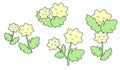 Vector illustration of leaves and smiley face flowers with yellow theme