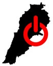 Vector illustration of Lebanon map with electric sign. The country has a problem with insufficient electricity supply