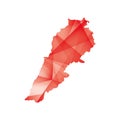 Vector illustration of Lebanon map with red colored geometric shapes