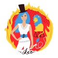 Vector illustration of Leo zodiac sign.