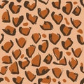 Vector illustration Leopard print seamless pattern. brown hand drawn background.