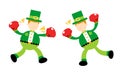 Vector illustration leprechaun power fight with each other flat design cartoon style Royalty Free Stock Photo