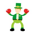 Vector illustration leprechaun power fight with each other flat design cartoon style