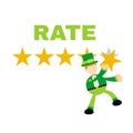 Vector illustration leprechaun rating star review flat design cartoon style