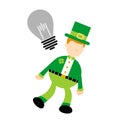 leprechaun tired with turn off lamp idea cartoon doodle flat design vector illustration 