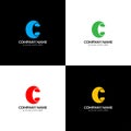 Letter c logo, icon flat and vector design template. The bold letter c logotype for brand or company with text.