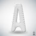 Vector illustration of letter A. Fonts of Mesh polygonal. Wire frame contour alphabets