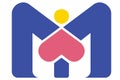 Illustration of letter m, inverted love, and head combined