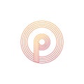 Vector illustration letter p and circle line icon logo design Royalty Free Stock Photo