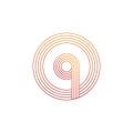 Vector illustration letter q and circle line icon logo design Royalty Free Stock Photo