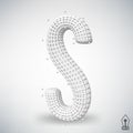Vector illustration of letter S. Fonts of Mesh polygonal. Wire frame contour alphabets