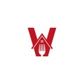 vector illustration of the letter W and cutlery for icons, symbols or logos