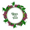 Vector illustration letter your are great with cute colorful flower frame