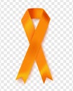 Vector illustration of the leukemia cancer awareness tape, isolated on a transparent background. Realistic vector orange