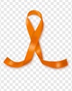 Vector illustration of the leukemia cancer awareness tape, isolated on a transparent background. Realistic vector orange