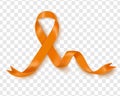 Vector illustration of the leukemia cancer awareness tape, isolated on a transparent background. Realistic vector orange