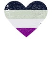 Vector illustration for LGBT community Pride month: Asexual flag in a distressed heart shape. Asexuality symbol.