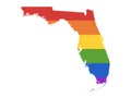 LGBT Rainbow Map of USA State of Florida Royalty Free Stock Photo