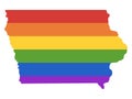 LGBT Rainbow Map of USA State of Iowa Royalty Free Stock Photo