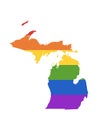 LGBT Rainbow Map of USA State of Michigan Royalty Free Stock Photo