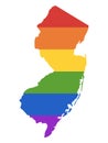 LGBT Rainbow Map of USA State of New Jersey Royalty Free Stock Photo