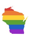 LGBT Rainbow Map of USA State of Wisconsin Royalty Free Stock Photo