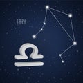 Vector illustration of Libra 3D symbol and constellation Royalty Free Stock Photo