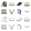 Vector design of library and textbook icon. Set of library and school stock vector illustration. Royalty Free Stock Photo