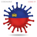 Liechtenstein flag in virus shape